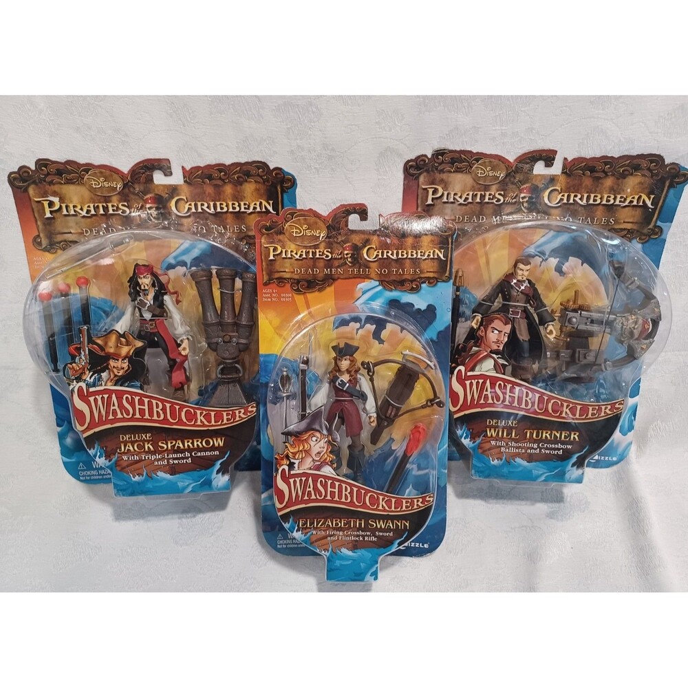 DISNEY PIRATES OF THE CARIBBEAN 2008 SWASHBUCKLERS SPARROW TURNER SWAN